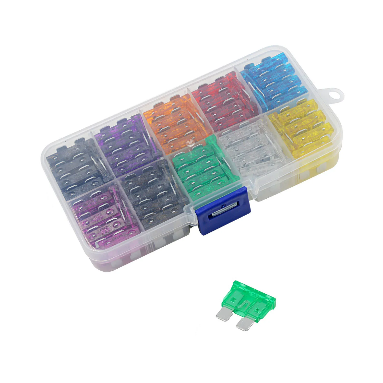 

100Pcs Car Fuses Kit Assorted Auto Truck Standard Blade Fuse Assortment 2.5/3/5/7.5/10/15/20/25/30/35A Car Fuse With Box Clip