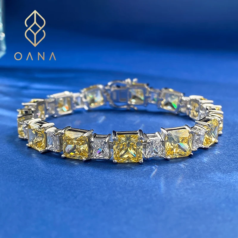 

OANA 925 Silver Fashion Ice Flower Yellow Diamond Ladies Bracelet Fashion Temperament Luxury Versatile Elegant Jewelry