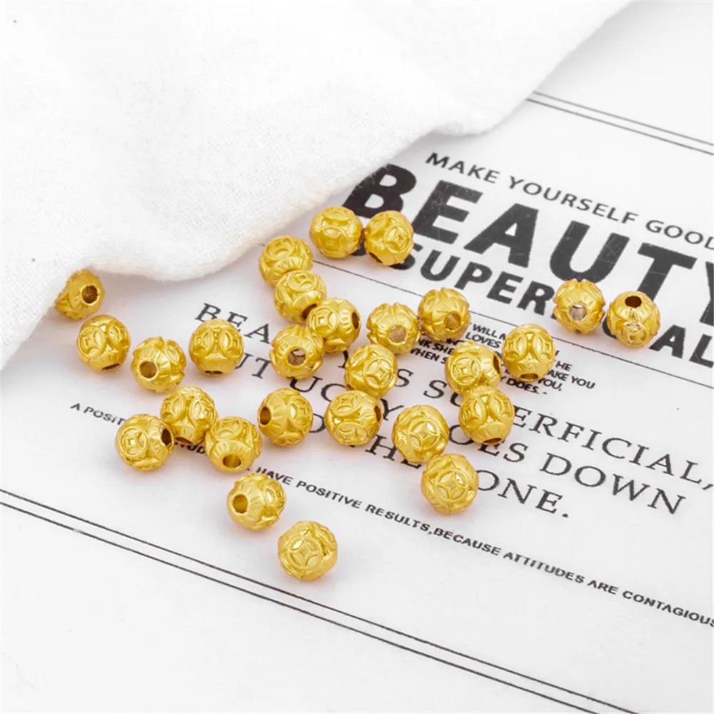 

18K Gold Plated Brass Through-hole Coin 5mm Barrel Round Loose Beads DIY Bracelet Necklace Handmade Spacer Bead Accessories