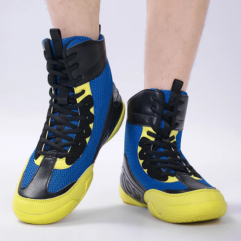 Профессиональные мужские боксерские и борцовские кроссовки синие черные