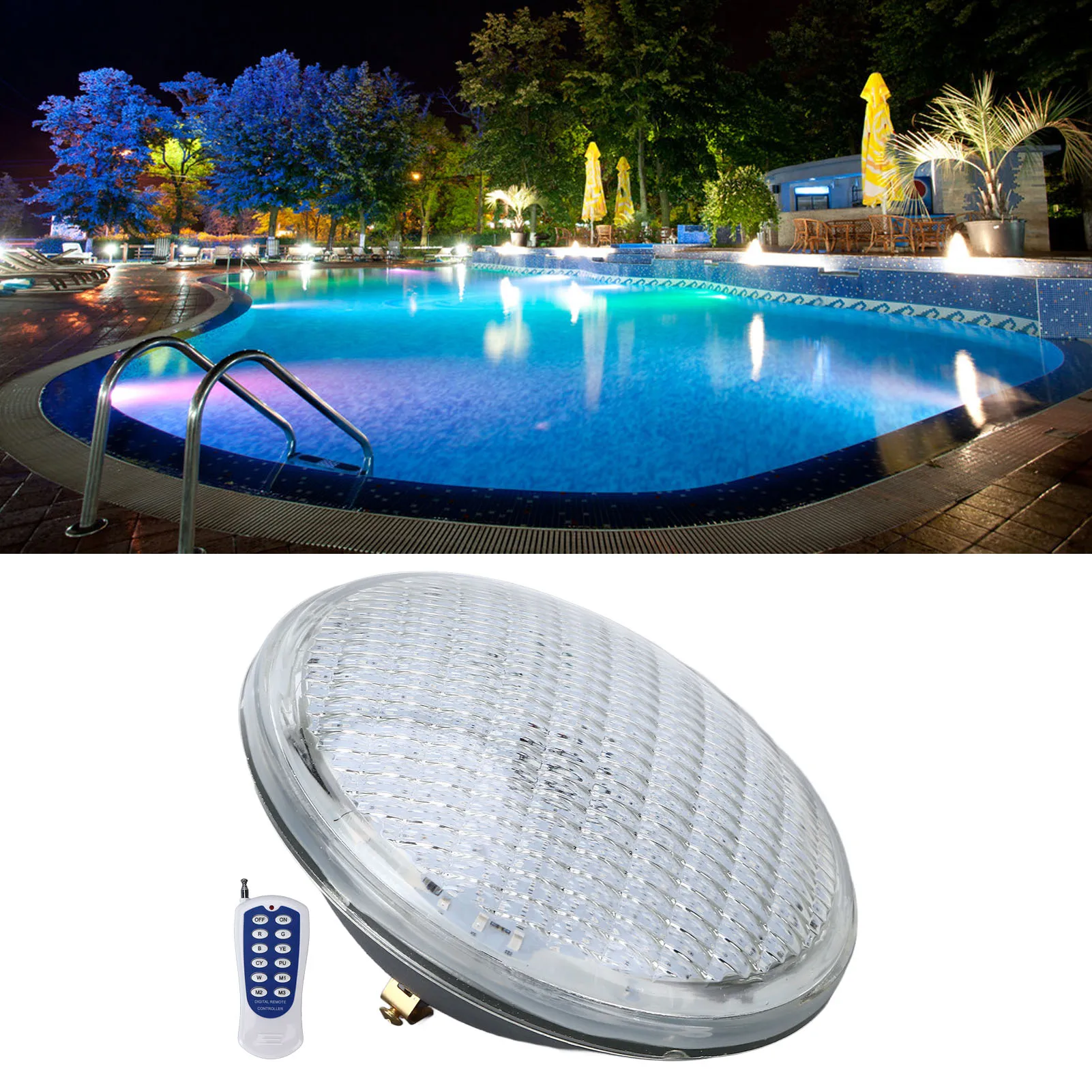 18W LED Swimming Pool Light RGB 12V IP68 Outdoor Waterproof Underwater Light Remote Control Colorful Spotlight