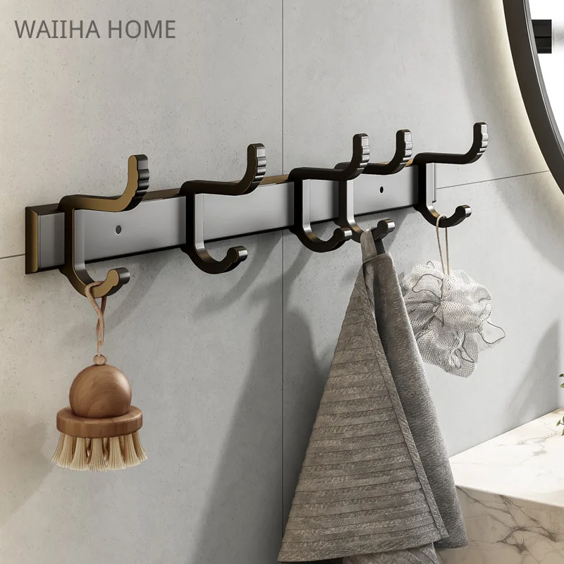 

Towel Robe Hooks Coat Hook Gun Gray Space Aluminum Wall Rack Living Room Key Bag Hanger Bathroom Cloth Stand Kitchen Accessories