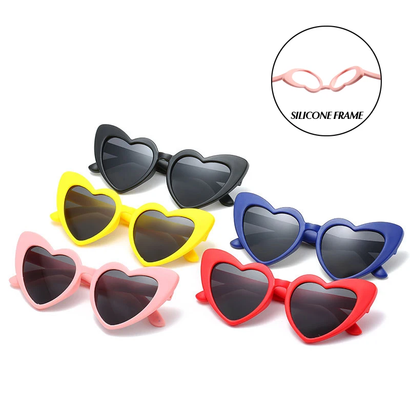 

New Children Sunglasses Kids Polarized Sun Glasses LOVE Heart Boys Girls Glasses Baby Flexible Silicone Safety Frame Eyewear