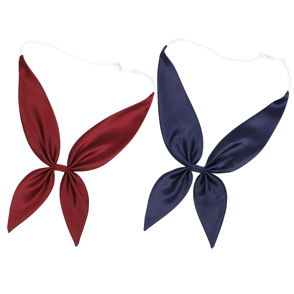 

2 Pcs Blue Bowtie Triangular Scarf Uniform Accessories Necktie Polyester Sailor Miss