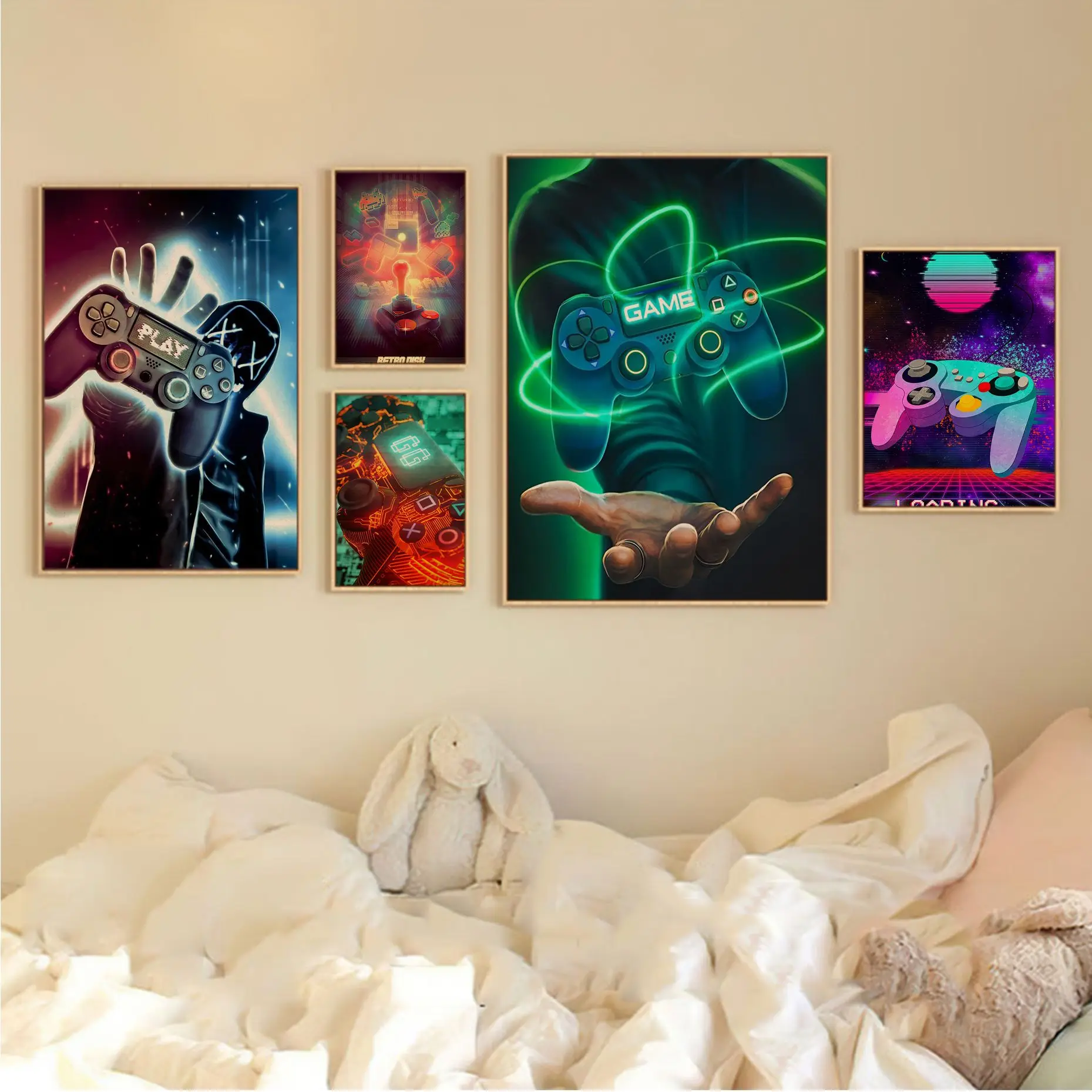 

Eat Sleep Neon Game Good Quality Prints And Posters Kraft Paper Vintage Poster Wall Art Painting Study Kawaii Room Decor