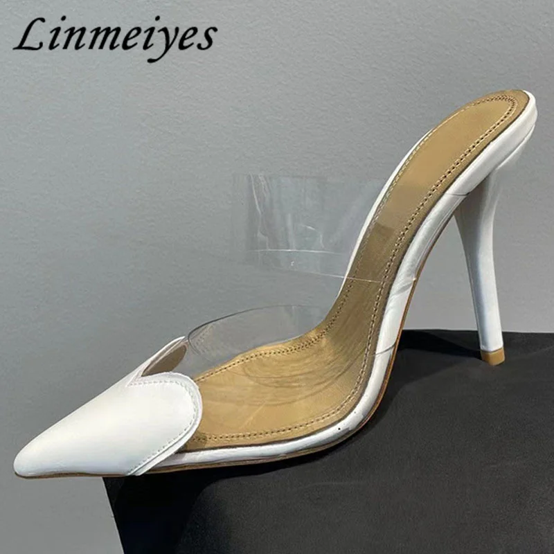 

Hot Selling PVC High Heels slippers Woman New Heart Pattern Style Mules Shoes Female Summer Classics Dress Party Sandals Woman
