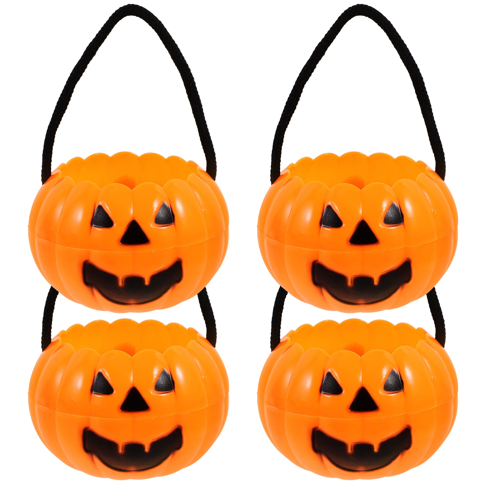 

4 Pcs Detachable Pumpkin Bucket Buckets Design Candy Holder Plastic Storage Tubs Children Kids Snack Lantern