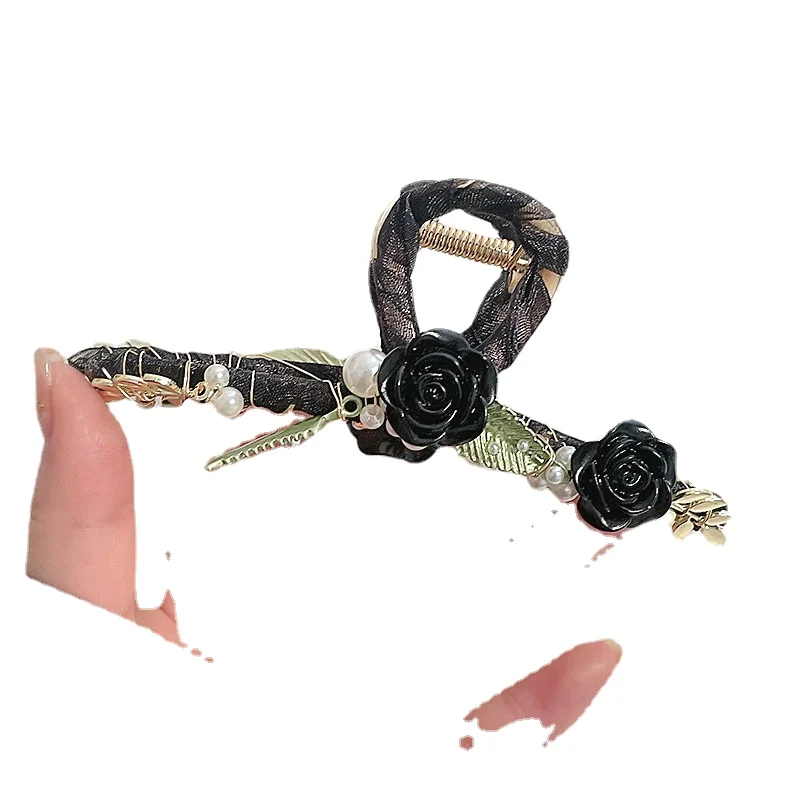 

YY French Dark Night Rose Shark Large Clip Headdress