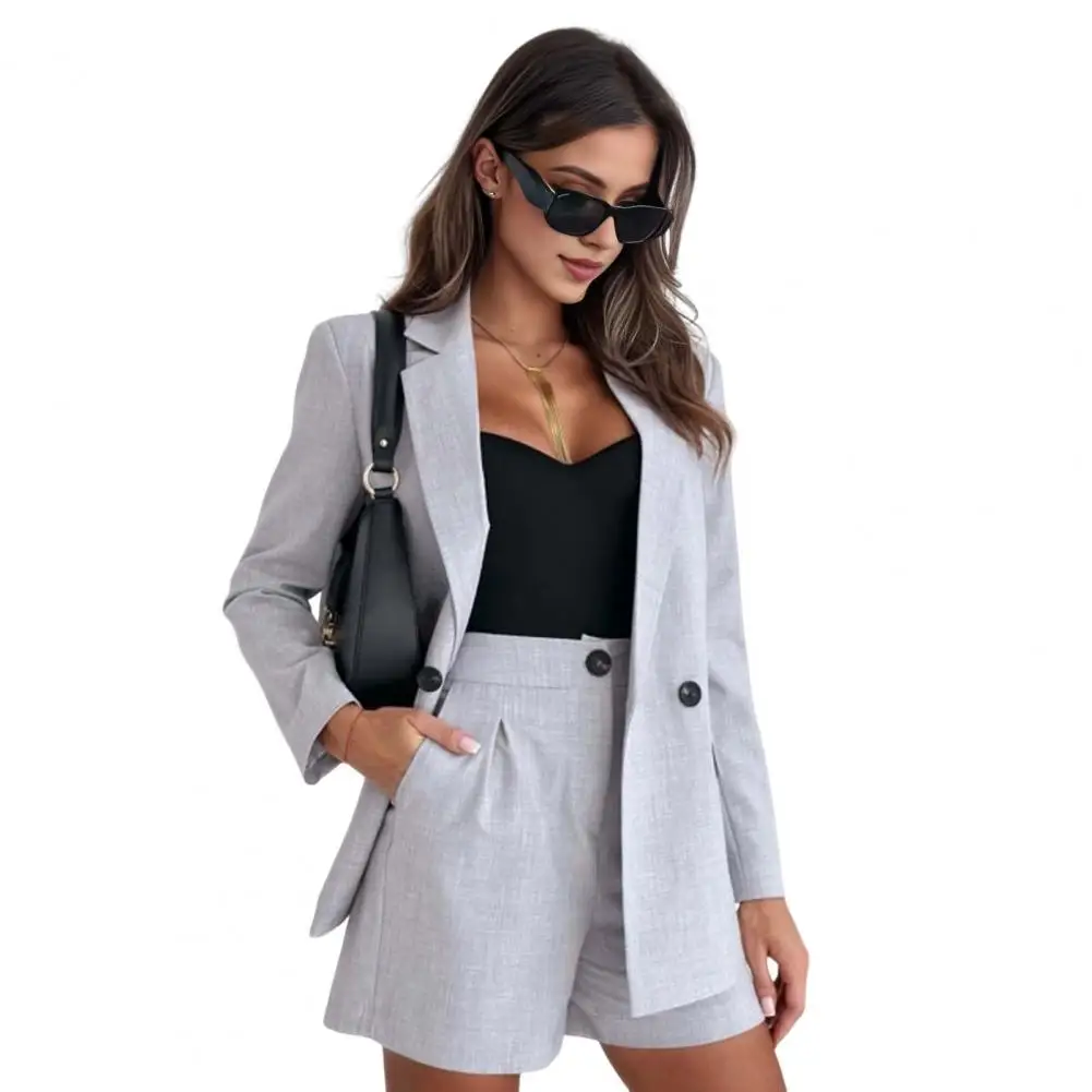 Женский деловой комплект из 2 предметов пиджак с отложным воротником и длинными