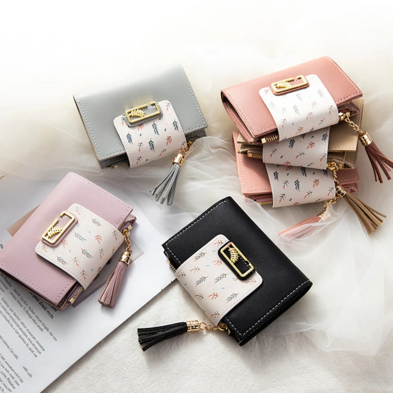 Модный короткий кошелек с кисточками для женщин сумочка-клатч из искусственной