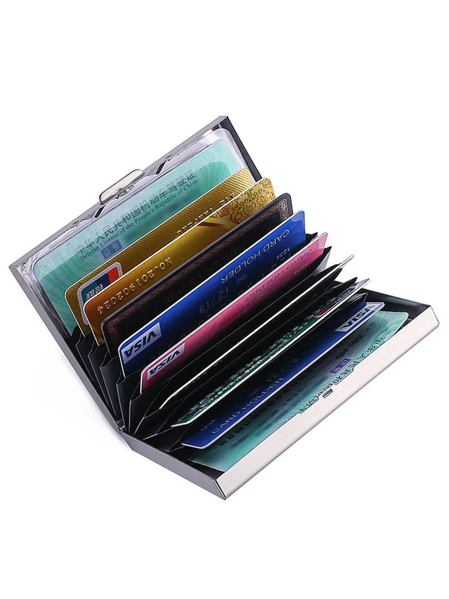 Gebwolf  Men RFID Blocking Aluminum Metal Slim Wallet Money Bag Anti-scan Credit Card Holder Thin Case