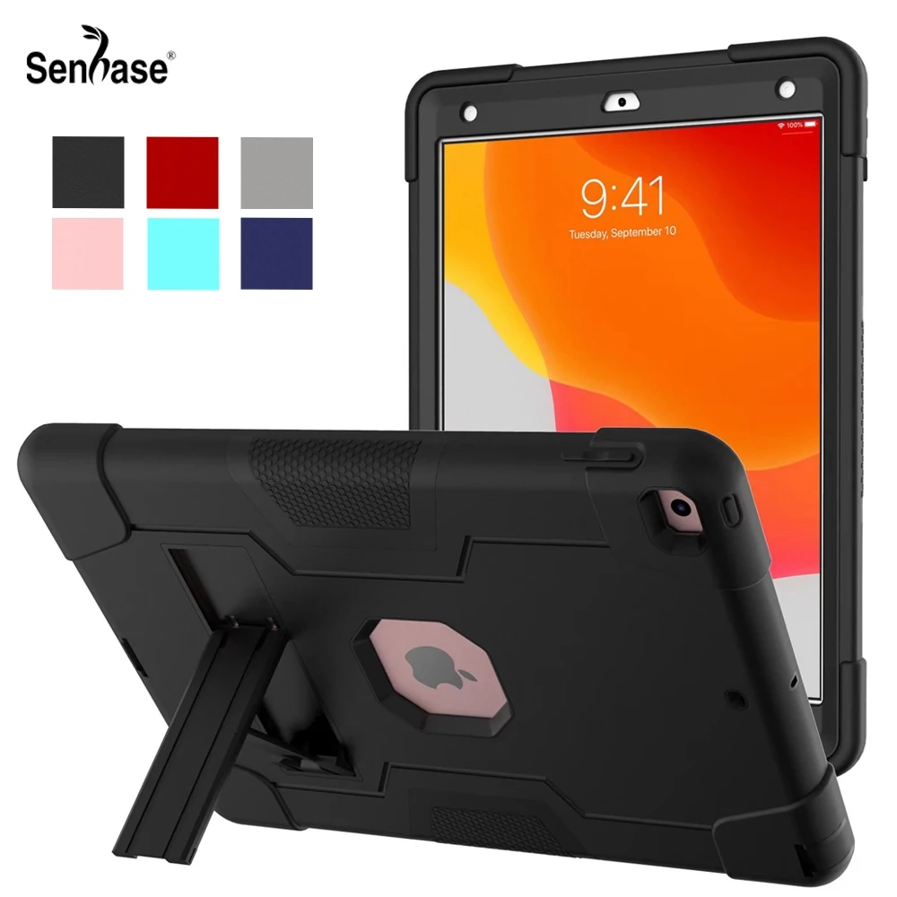 

Для Apple iPad 10,2, 2019, 2020, 2021, 7th, 8th, 9th Gen, A2197, A2602, чехол, противоударный, безопасный для детей, ПК, силиконовый гибридный чехол с подставкой для планш...