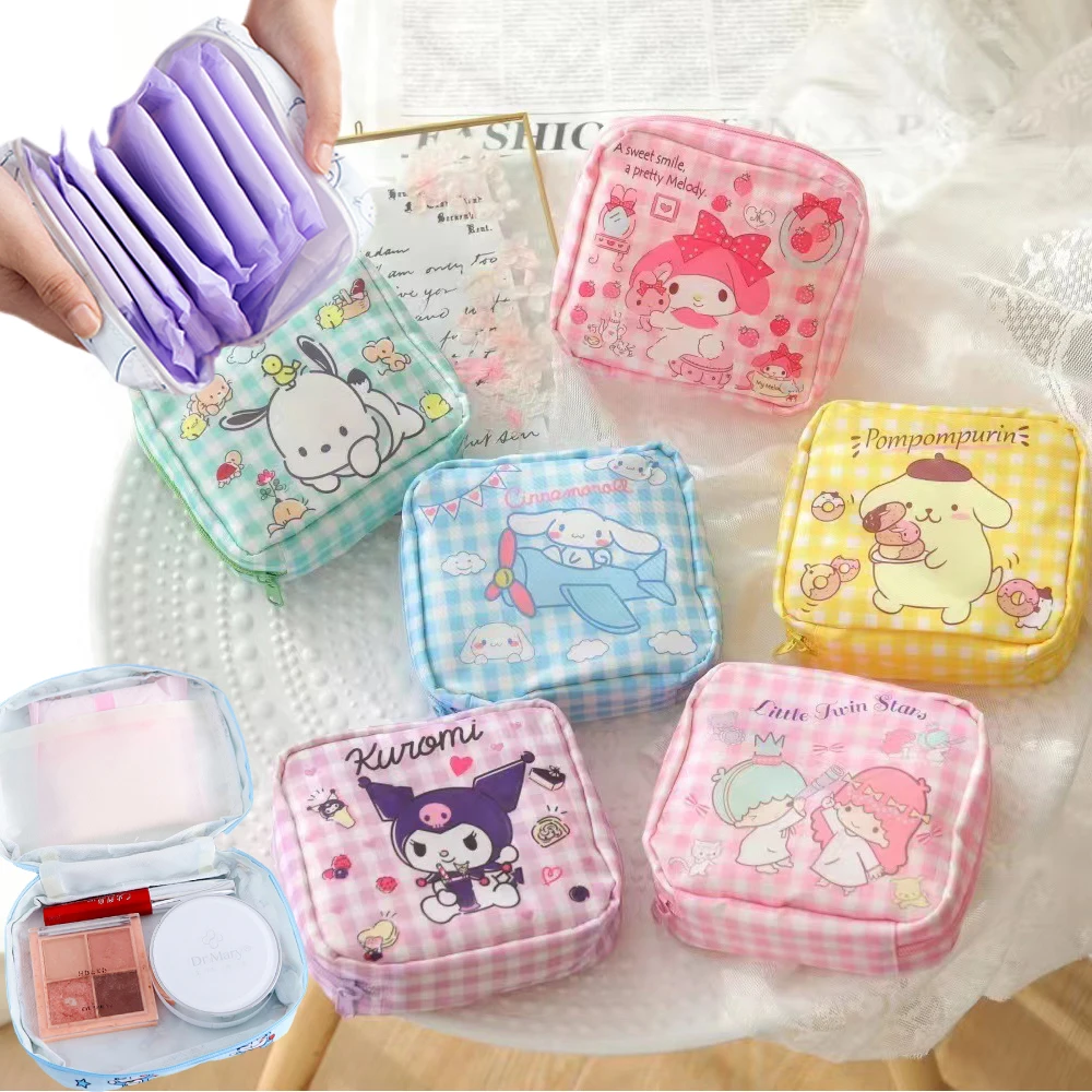 

Sanrios Cinnamoroll Kuromi Mymelody kawaii мультяшный женский держатель для тампонов сумка для хранения салфетки Косметички Портмоне органайзер для ключей