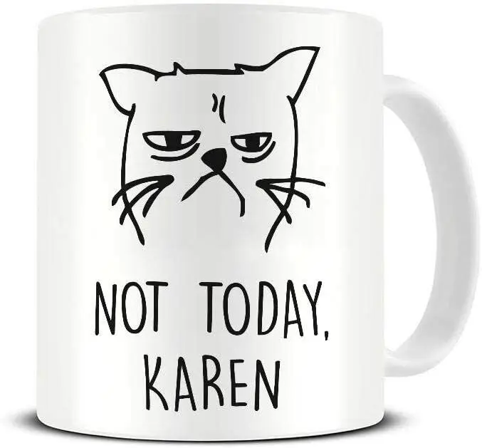 

Karen Mug -Not Today Karen Funny Novelty Tea Coffee Gift Office Cat Woke Gift