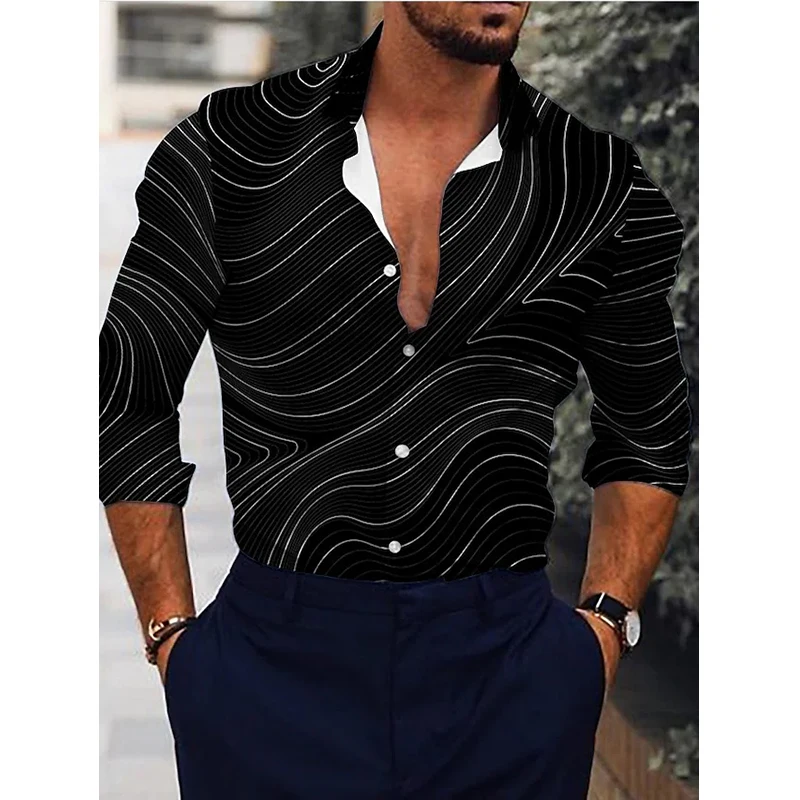 Autumn Fashion Men Shirts Oversized Shirt Casual Totem Print Long Sleeve Tops Men's Clothing Club Cardigan Blouses High Quality