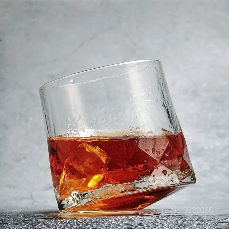 

Old Fashioned Whiskey Rock Glass Diamond Thick Heavy Funny Rotate Whisky Tumbler XO Beer Glasses Wine Cup