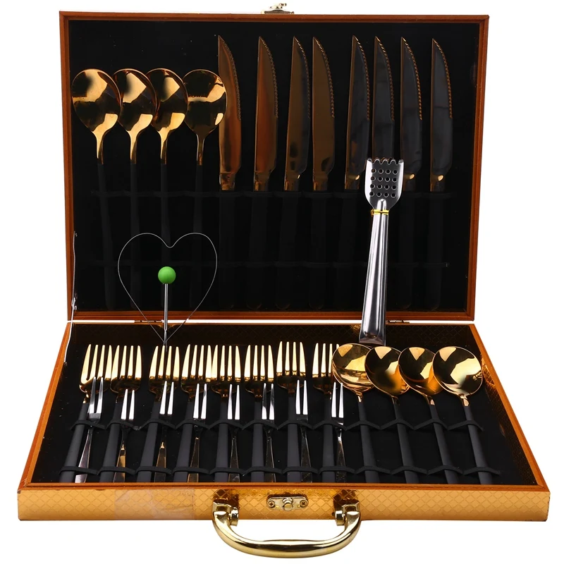 

Black Gold Western Tableware Set Stainless Steel Fork And Spoon