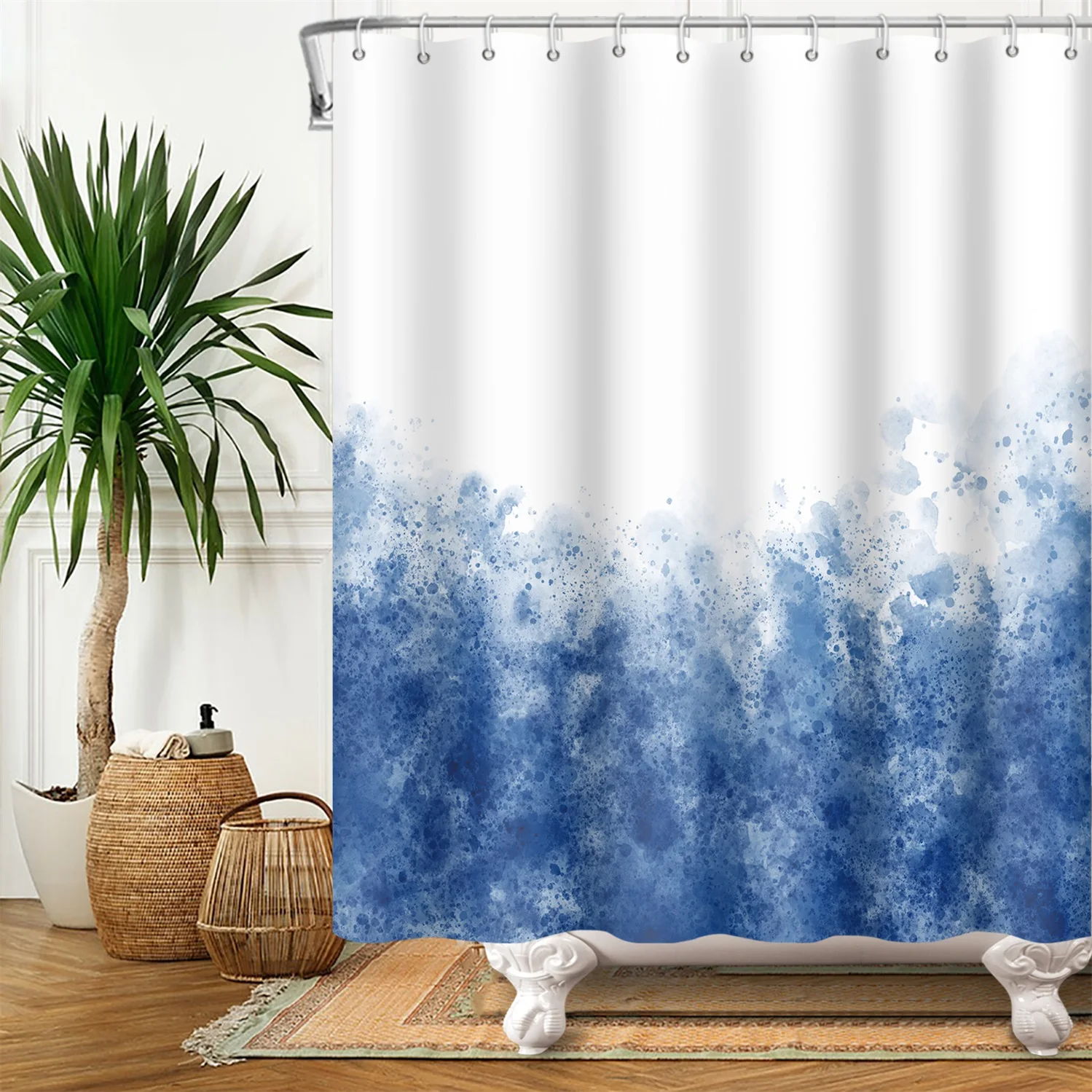 

Minimalist Gradient Shower Curtain Watercolor Romantic Modern Fashion Style Blue Pink Art Print Fabric Bathroom Decor 180x180cm
