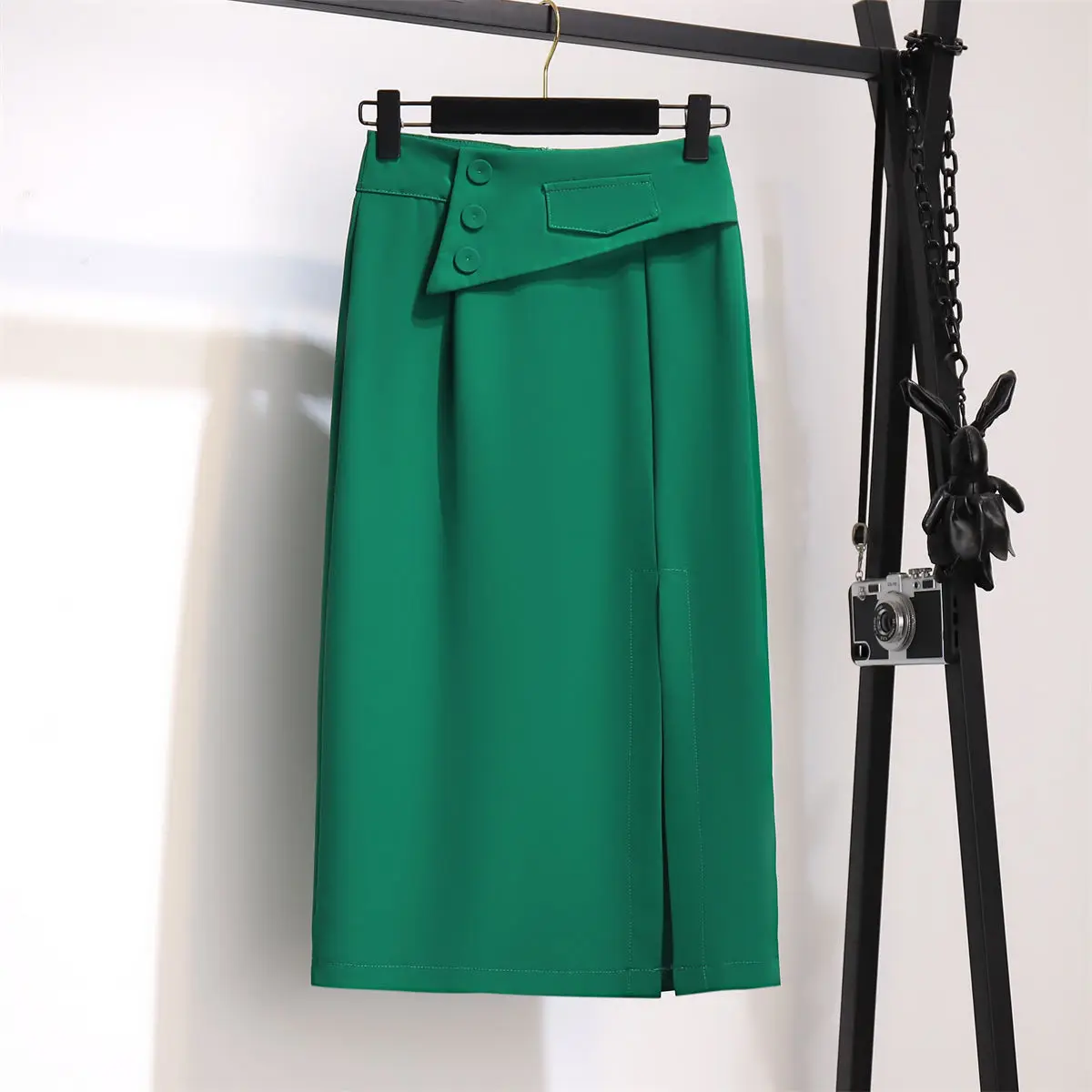 

Women 2022 Summer New High Waist Split Skirts Female Solid Color Package Hip Skirts Ladies Mid-length Slim Pencil Skirts H65