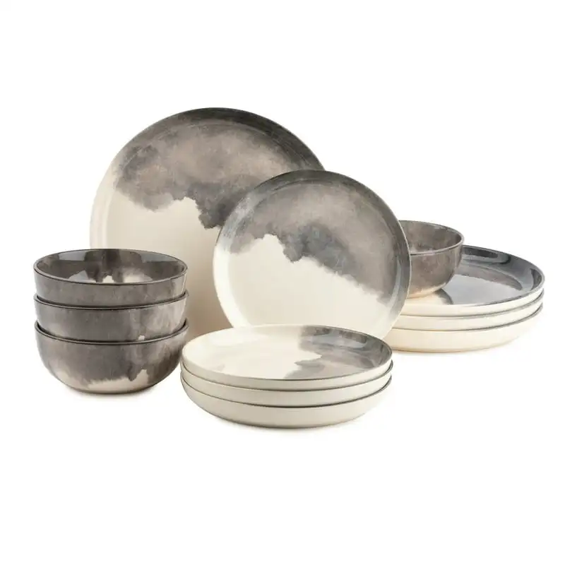 

12-Piece Set, Light Gray Drip