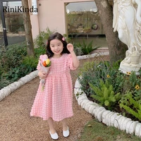 rinikindababy girls dresses summer newshort sleeved pink casual dress big swing edge princess dress fashion childrens clothing