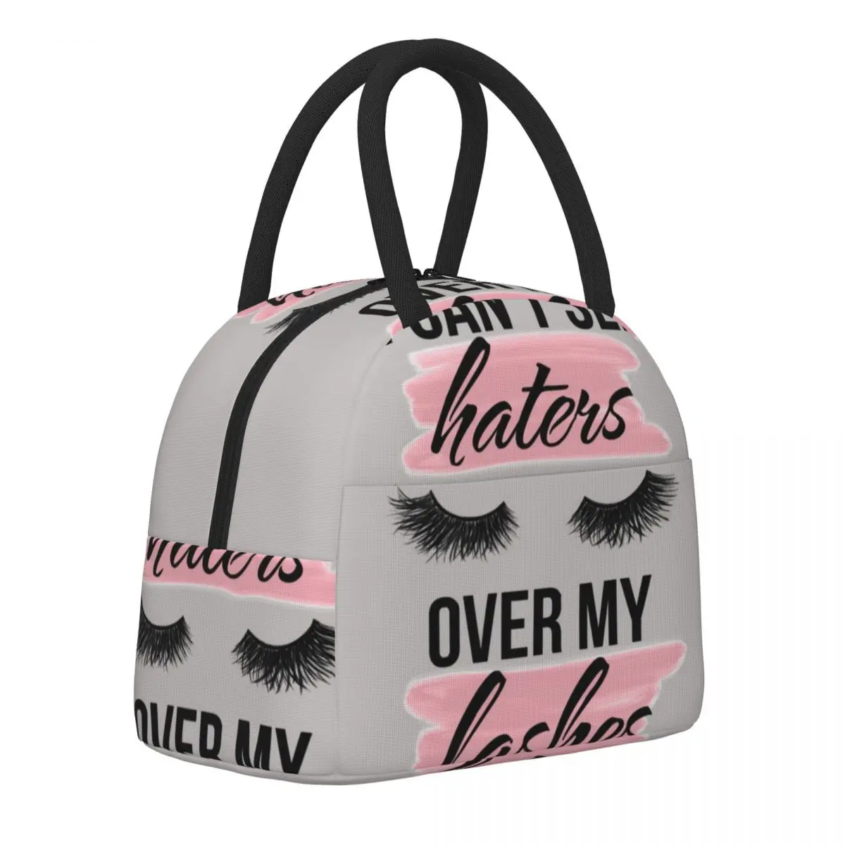 

Cant See Haters Over Lashes Lunch Bag Make Up School Lunch Box Casual Graphic Thermal Lunch Bags Waterproof Portable Cooler Bag