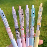 6pcs kawaii sanrios gel pen cartoon anime limited signature pen 0 5mm black water pen office supplies stationery gifts for kids