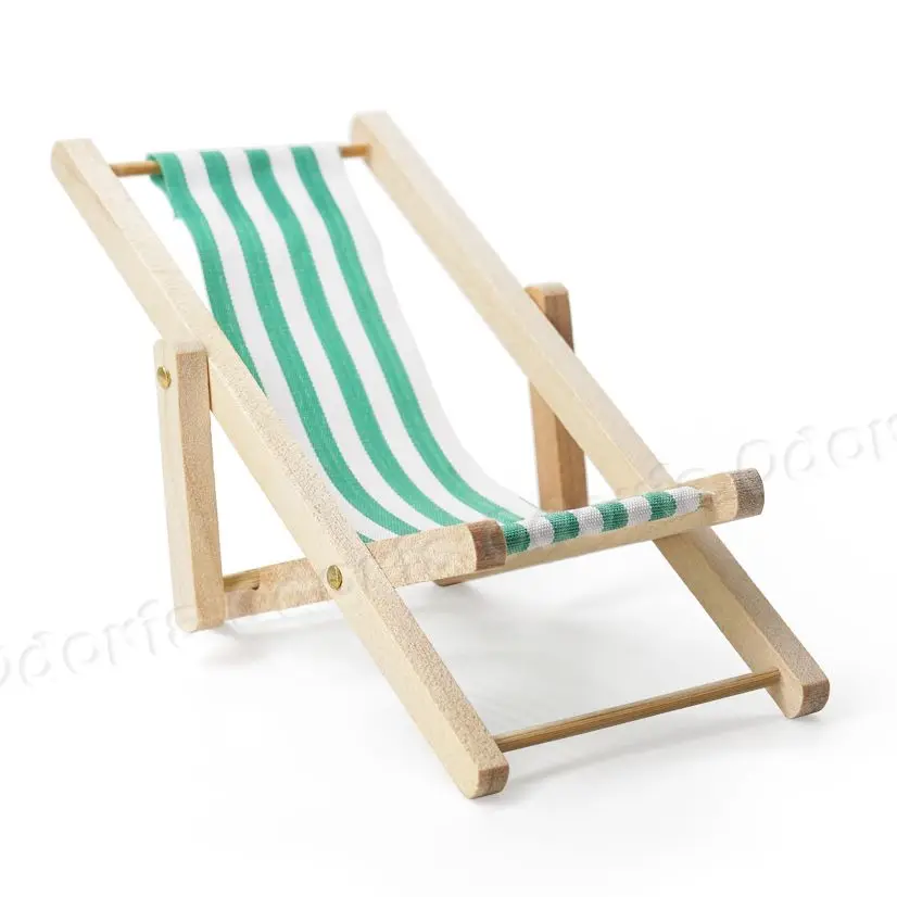 Folding Lawn Chair Wooden Furniture dollhouse Garden Outdoor Accessories Decor