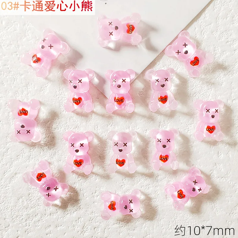 50 шт./упак. Kawaii Дизайнер ногтей шармы мультфильм Медведь Кролик японский Смола DIY