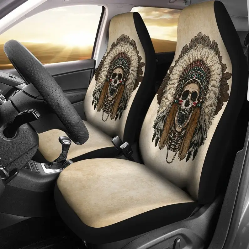 

Car Seat Cover, Skull Beige, Car Accessories, Hippie Boho, Car Covers, Seat Covers, Floral, Printed Car Seats, Feathers, Gift fo