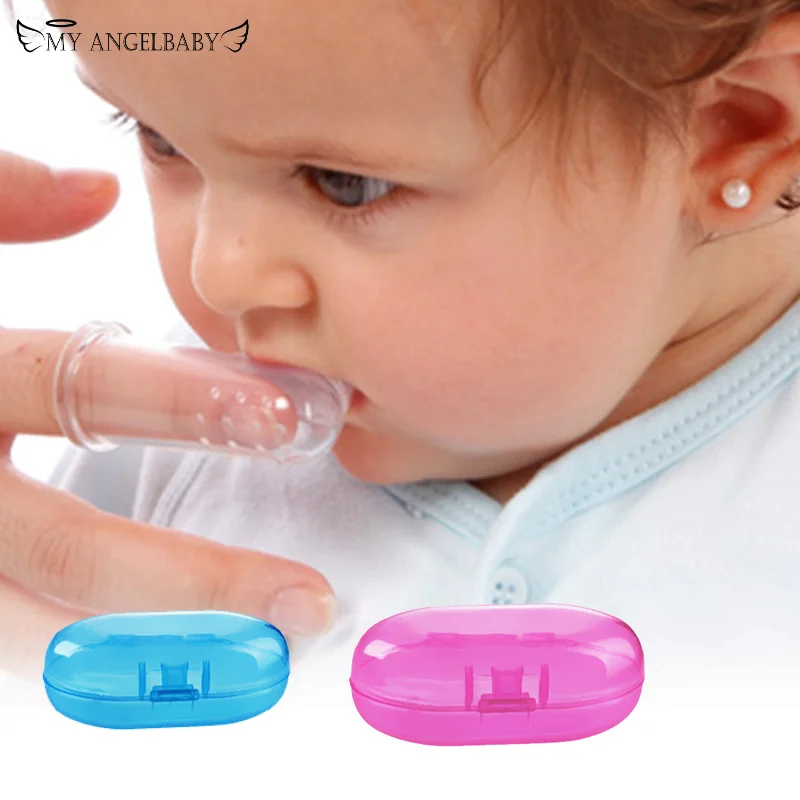 Baby Finger Toothbrush Children Teeth Clear Care Tool Soft Silicone Infant Tooth Brush Rubber Cleaning Baby Brush + Box