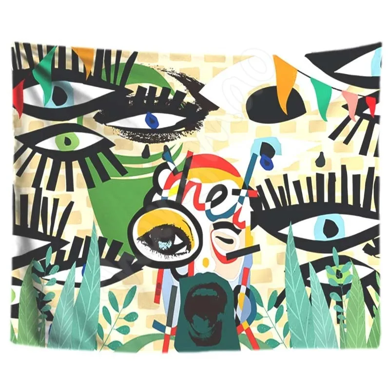 

Anime Graffiti Eyelashes Abstract Tapestry Anime Wall Hanging Boho Hippie Wall Tapestry Large tapisserie murale tissus