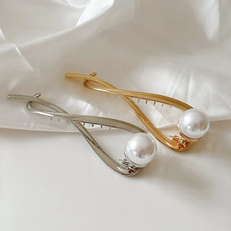 

Металлические заколки для волос в Корейском стиле с бабочкой и жемчугом, модные милые заколки для конского хвоста, заколки, заколки для воло...