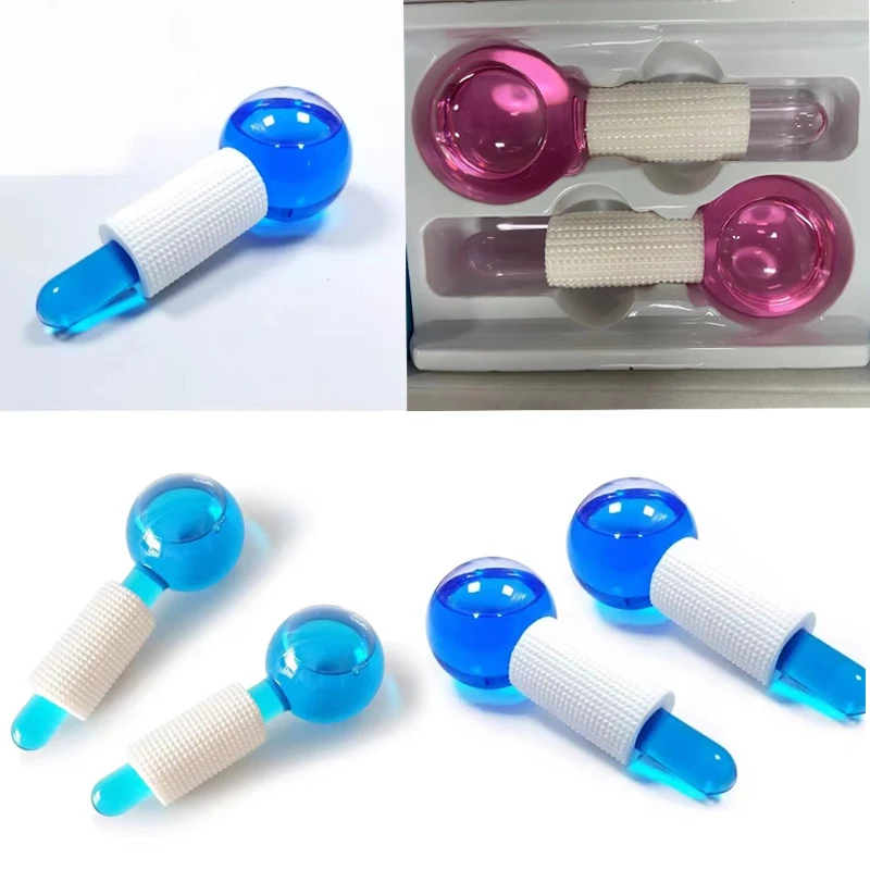 

1/2Pcs Box Crystal Ice Hockey Roller Energy Massage Beauty Facial Eye Crystal Ball Massager Water Wave Ice Globes Skin Care