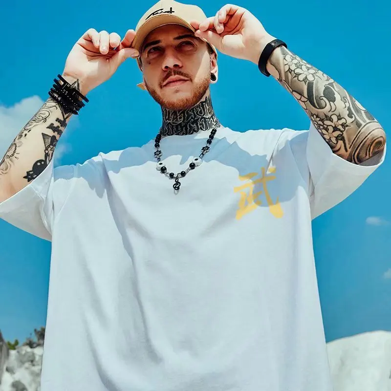 

Oversize tide brand fat men's wear plus hypertrophy code national tide hip-hop loose short sleeve T-shirt tide half sleeve trend