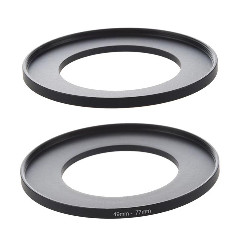 

Top Deals 2 Pcs Black Camera Filter Lens Step Up Ring Adapter, 1 Pcs 49Mm-72Mm & 1 Pcs 49Mm-77Mm
