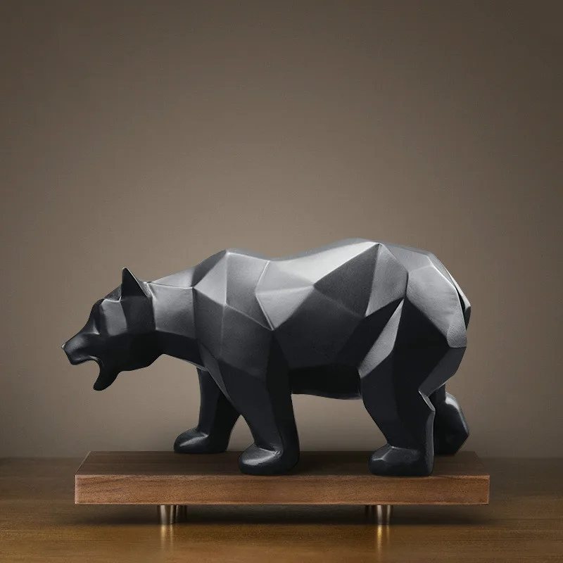 Modern Style Sculpture Bear Statue Resin Geometry Home Decor Bears Statues Animal Nordic Figurine Decoration