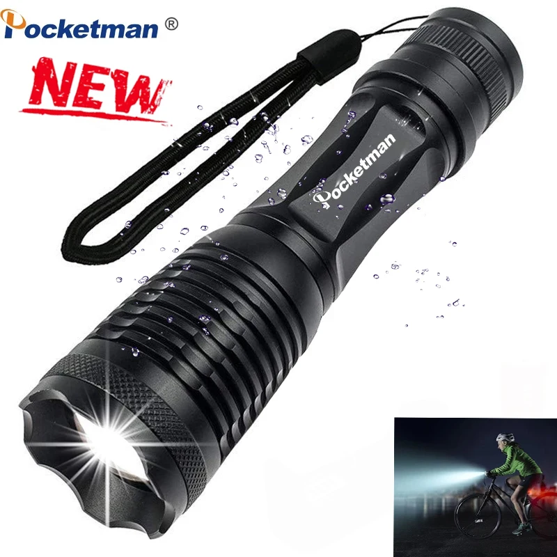 

Powerful LED Flashlight 5 Switch Modes Rechargeable Flashlights Zoomable Torch Waterproof Torches for Camping Hiking Fishing