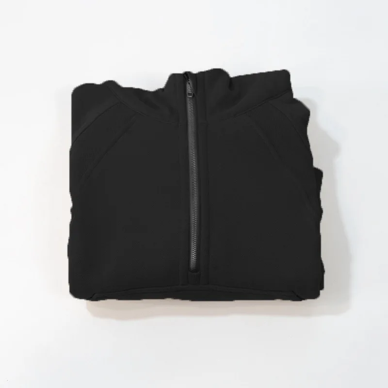 Scuba Oversized Half-Zip Hoodie Waist Length Jackets Sweatshirts Soft Thumbholes Leisure Yoga Coat