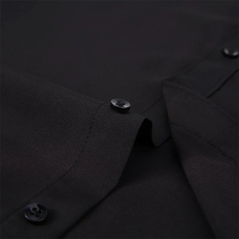 Мужские эластичные рубашки с длинным рукавом и отложным воротником на пуговицах