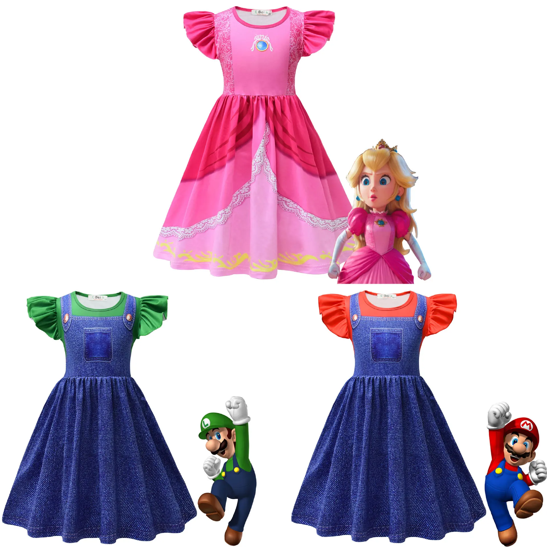 

Super Princess Peach 3D Dress Super Marioes Girls Colorful Casual Clothing for Little Girls Boutique Birthday and Playwear