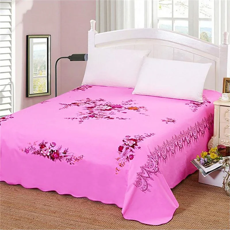 

1PCS Bed Sheet Mod Soft For King/Queen Size Bed Fashion Grace Flower Decorate Bed Sheets Home Bedding Cover Flat Sheet