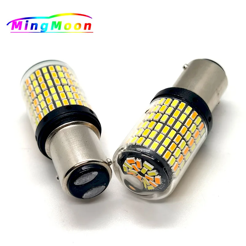 

20 шт. сигнальная лампа P21w Led 7443 3157 лампа 168smd Canbus стоп светильник 1157 светодиод Bay15d P21/5 Вт белый Янтарный двухцветный свет 12 В