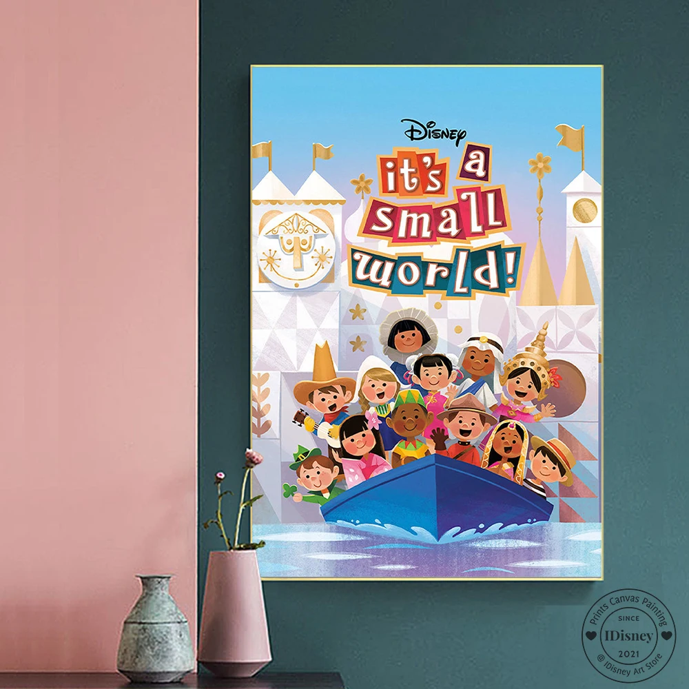 

Walt Disney World It's A Small World Magic Kingdom Entrance Sign Poster Print Wall Art Canvas Painting Kids Room Home Decor Gift
