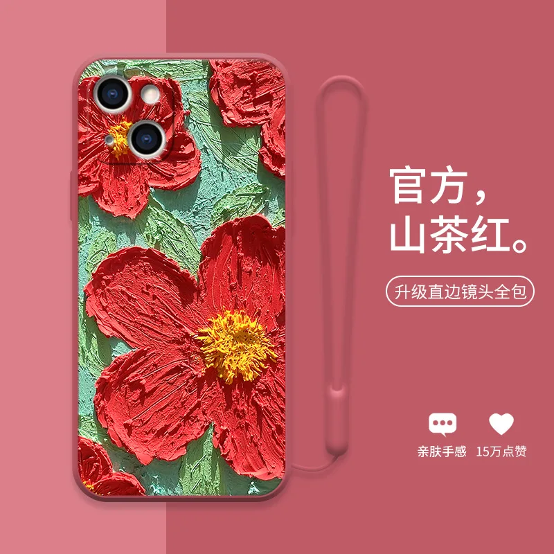 

Oil Painting Safflower Phone Case for iPhone 7 8 PLUS X XR XS 11 12 13 Pro Max Art and Fashion New Soft Shell Cover