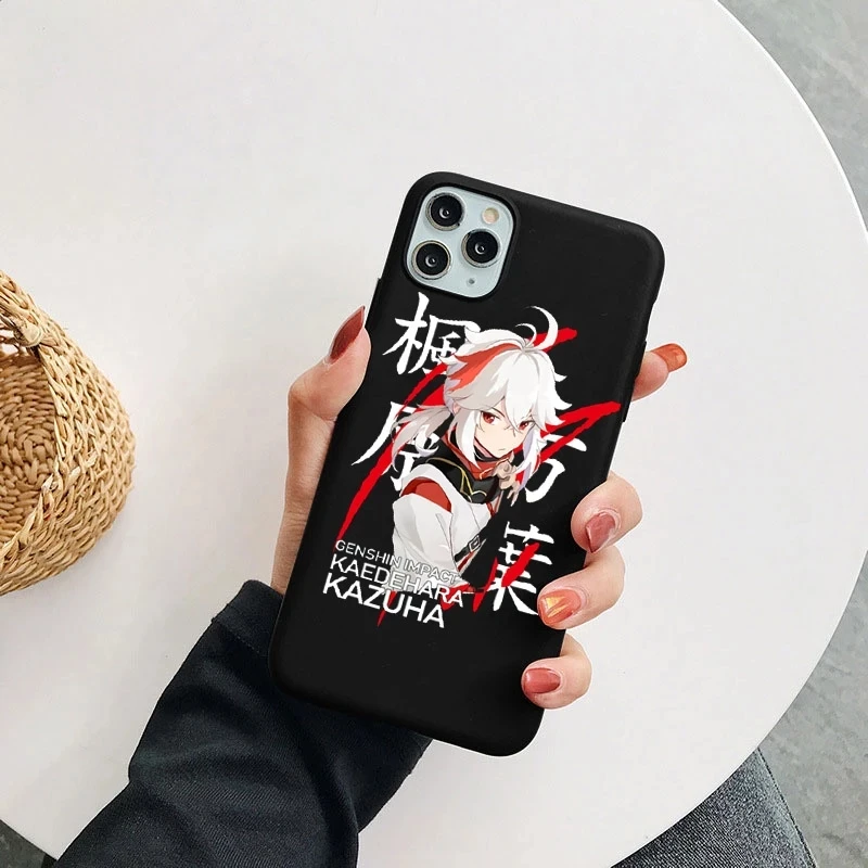 Фото Ударопрочный чехол Genshin для Iphone 11, 12, 13 Pro, XS, XR MAX, 8, 7 Plus, SE, кедехара, казуха, хутао, Чжунли, Сяо, гунцзы, мягкий чехол №3