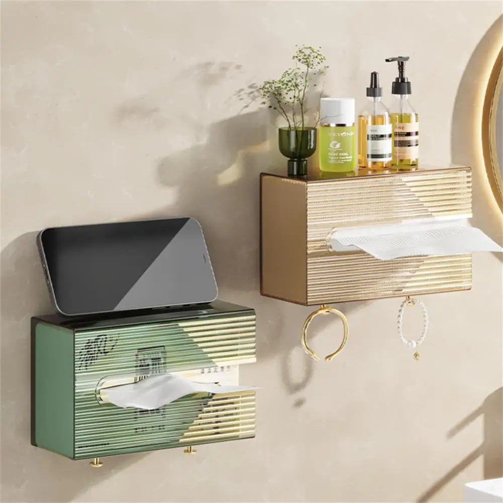 

Creative Wall-mounted Storage Box Punch Free Tissue Box Multifunctional Transparent Napkin Storage Case 2023 Living Room