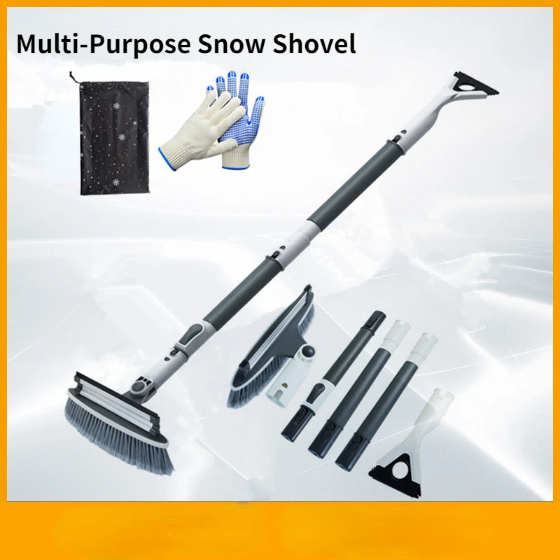 

Vehicle snow shovel multi-purpose vehicle deicing snow plow double aluminum alloy snow brush retractable snow shovel new