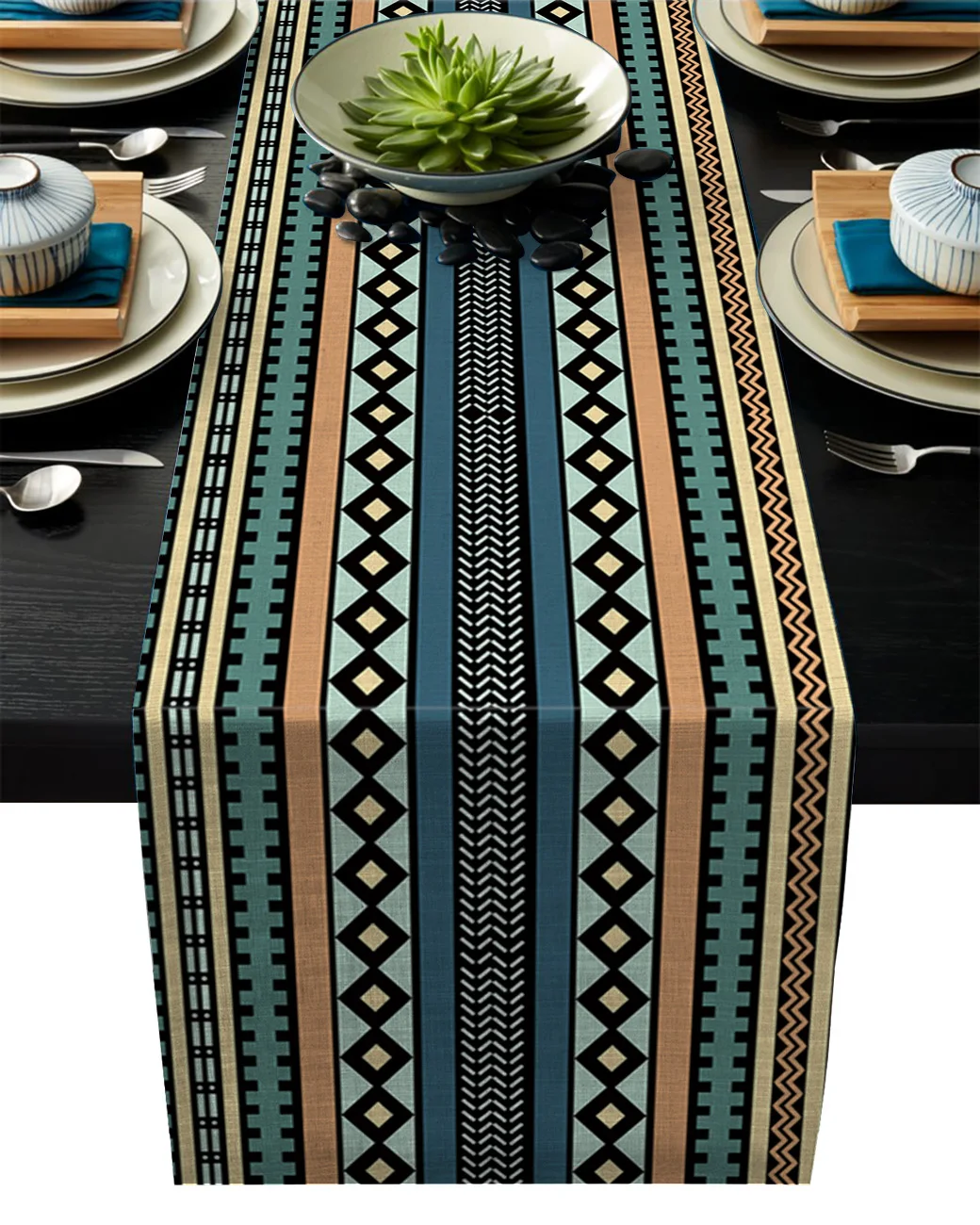 

Vintage Retro Classic Geometry Rustic Table Runner Home Dining Room Decor Table Cloth Wedding Christmas Party Table Runners