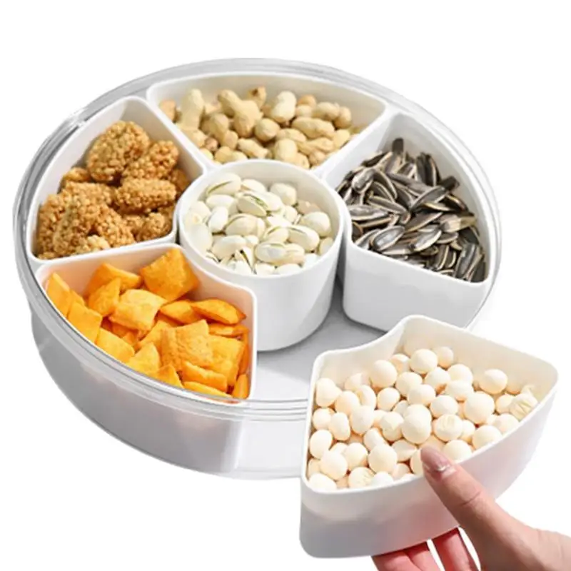 

Divided Snack Dish Fruit Box Dish Bowl Candy Tray With Lid And 5 Compartments Serving Trays For Living Room Dining Room Birthday